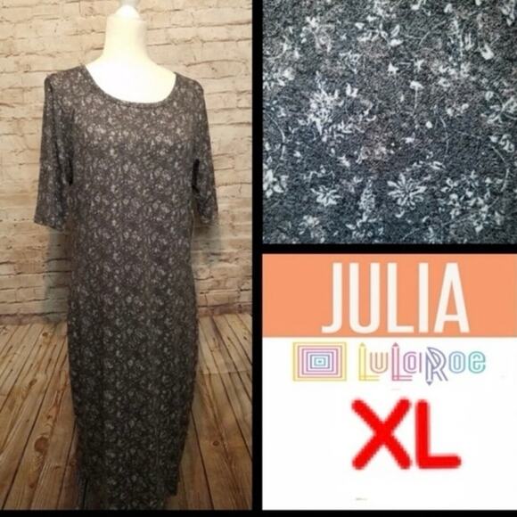 NWT LuLaRoe Black & Gray Julia Dress XL - Picture 2 of 2